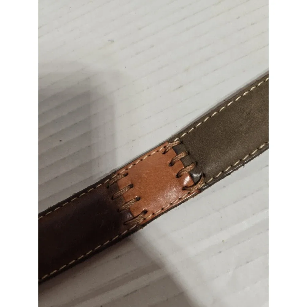 Fossil Leather Womens Girls Leather Belt Tarnished Brass Buckle, Size M